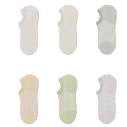 Plusock Sheer Floral No Show Socks(6 Pairs) - Light Green - EU35-39(US2-6) - image 7