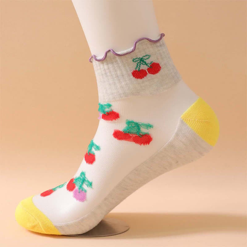 Plusock Cherry Mesh Ruffle Quarter Socks(6 Pairs) - image 8