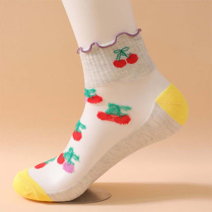 Plusock Cherry Mesh Ruffle Quarter Socks(6 Pairs) - image 8