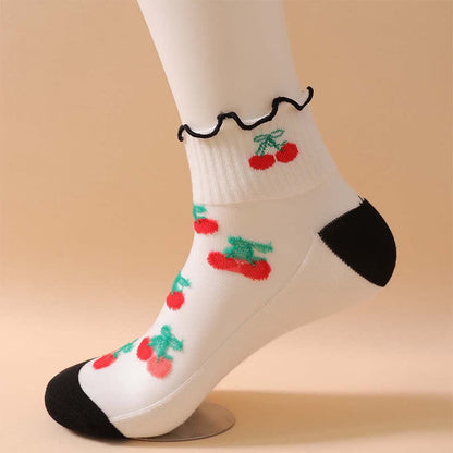 Plusock Cherry Mesh Ruffle Quarter Socks(6 Pairs) - image 10