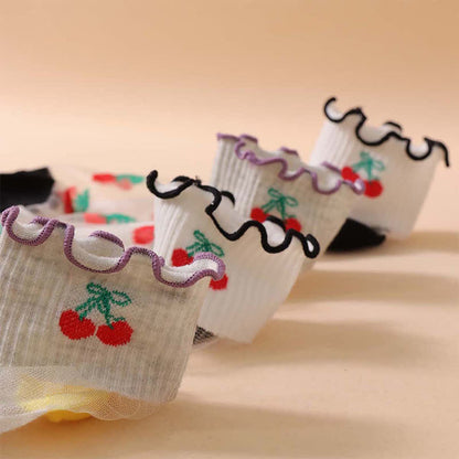 Plusock Cherry Mesh Ruffle Quarter Socks(6 Pairs) - image 5
