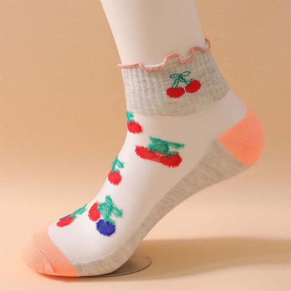 Plusock Cherry Mesh Ruffle Quarter Socks(6 Pairs) - image 11
