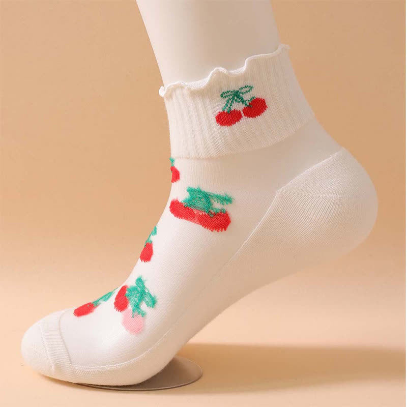 Plusock Cherry Mesh Ruffle Quarter Socks(6 Pairs) - image 9
