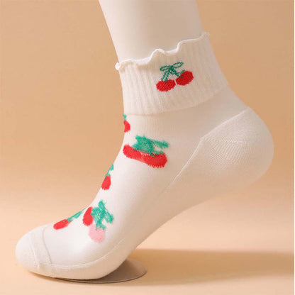 Plusock Cherry Mesh Ruffle Quarter Socks(6 Pairs) - image 9