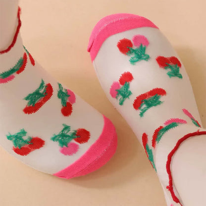 Plusock Cherry Mesh Ruffle Quarter Socks(6 Pairs) - image 3