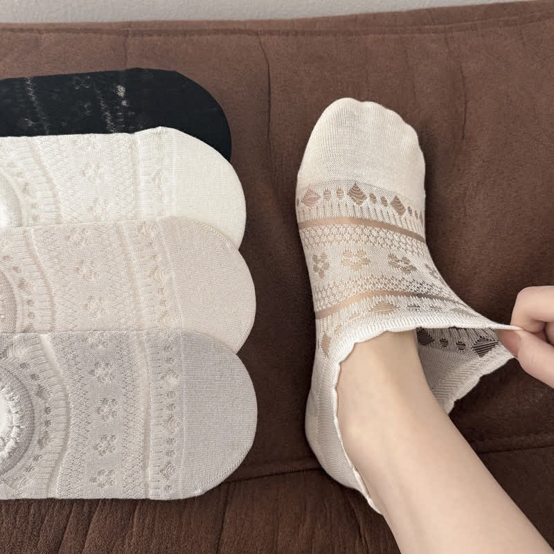 Plusock Lace Mesh No Show Socks(5 Pairs) - image 4