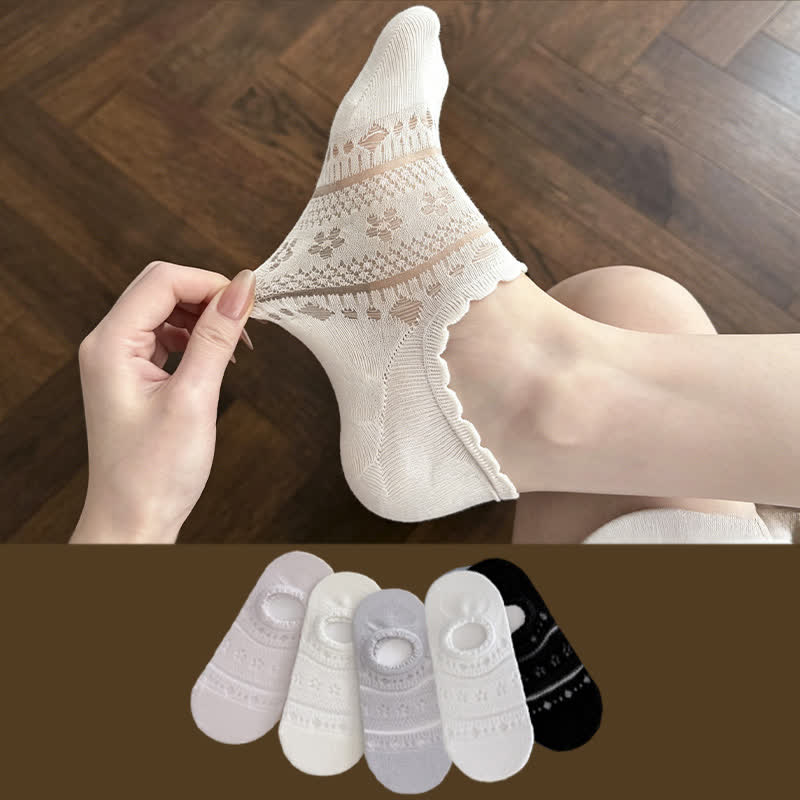 Plusock Lace Mesh No Show Socks(5 Pairs) - image 0