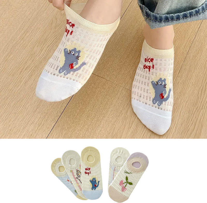 Plusock Cute Breathable No Show Socks (5 Pairs) - image 2