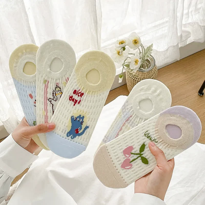 Plusock Cute Breathable No Show Socks (5 Pairs) - image 8