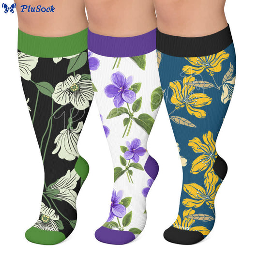 Plusock Plus Size Floral Garden Compression Socks - image 0
