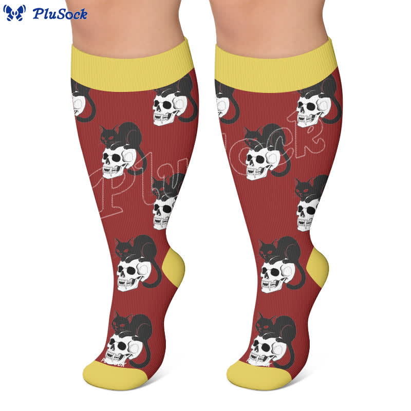 Plusock Plus Size Cat Floral Compression Socks - image 7