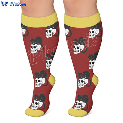 Plusock Plus Size Cat Floral Compression Socks - image 7