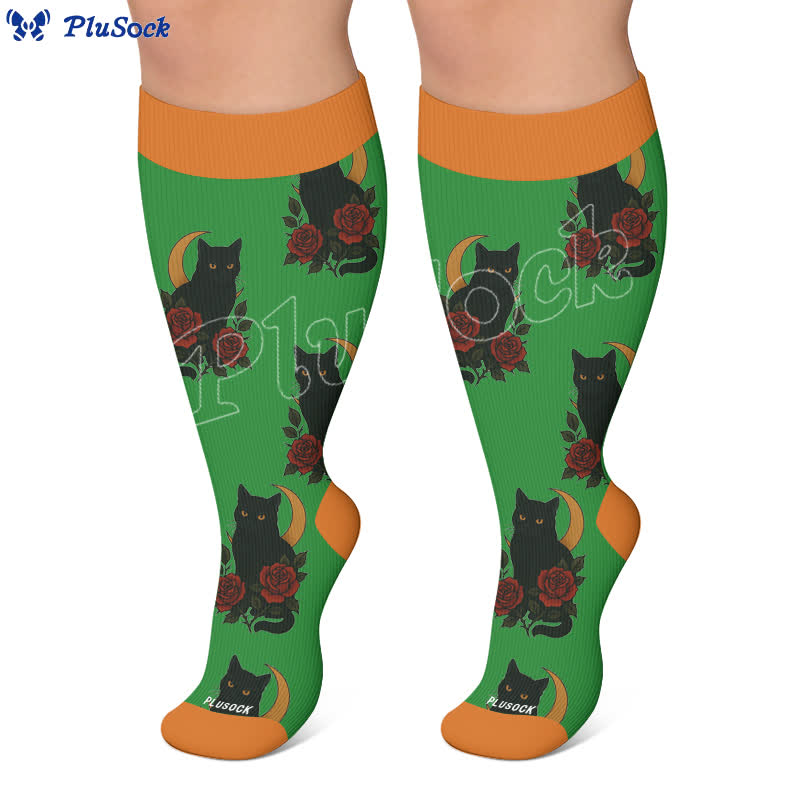 Plusock Plus Size Cat Floral Compression Socks - image 5