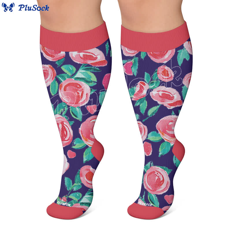 Plusock Plus Size Floral Letters Compression Socks - image 7