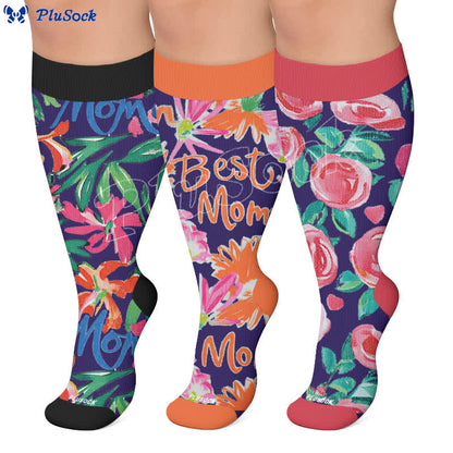 Plusock Plus Size Floral Letters Compression Socks - image 0