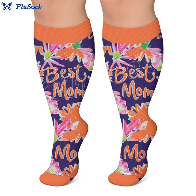 Plusock Plus Size Floral Letters Compression Socks - image 6