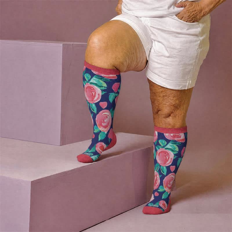 Plusock Plus Size Floral Letters Compression Socks - image 3