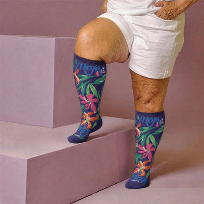 Plusock Plus Size Floral Letters Compression Socks - image 1