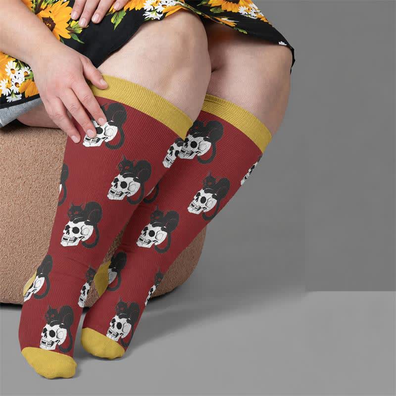 Plusock Plus Size Cat Floral Compression Socks - image 3