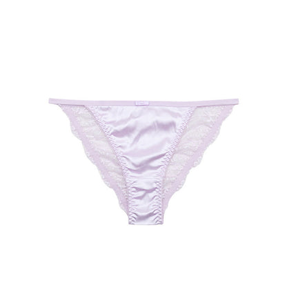 Plusock Silky Satin Lace Trim Thong Panties(3 Packs) - Light Purple - XL - image 8