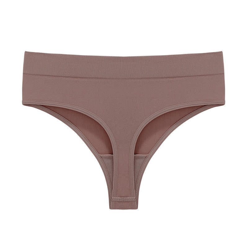 Plusock Soft Stretch Seamless Thong Panties(5 Packs) - Coffee - 3XL - image 24