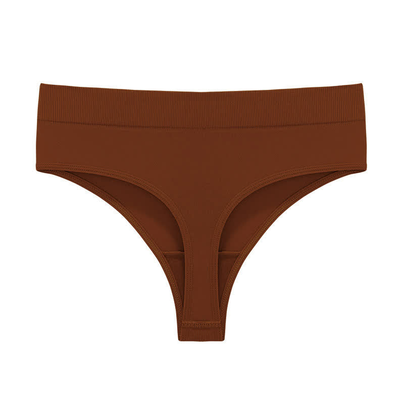 Plusock Soft Stretch Seamless Thong Panties(5 Packs) - Caramel - 3XL - image 15