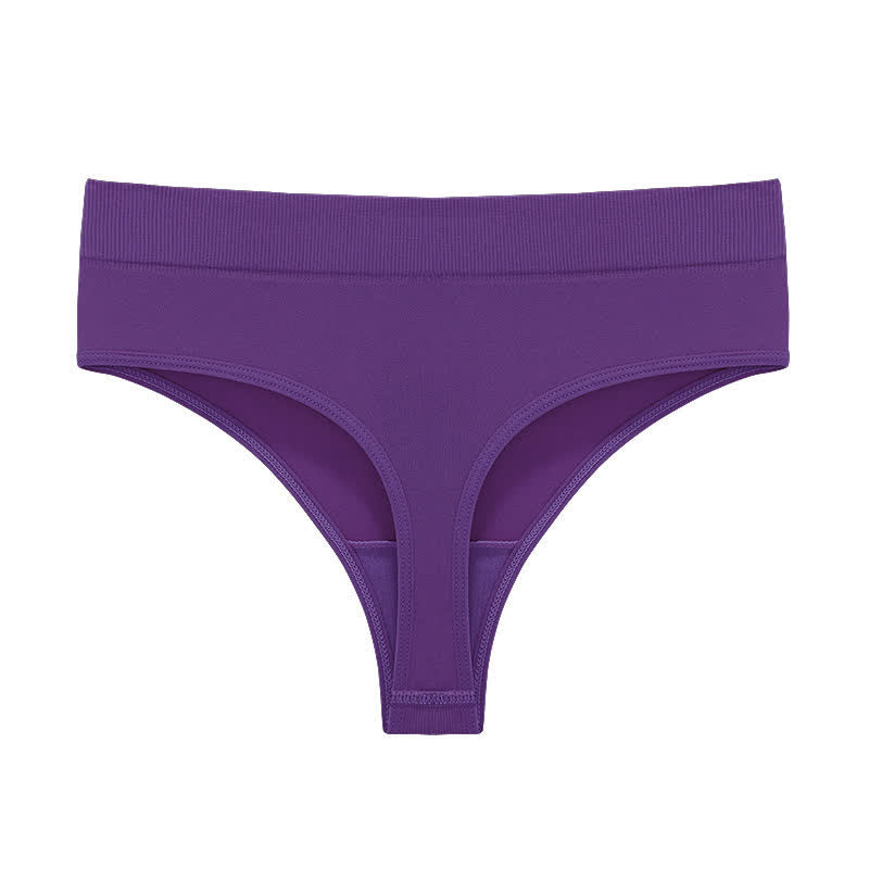 Plusock Soft Stretch Seamless Thong Panties(5 Packs) - Purple - 3XL - image 13