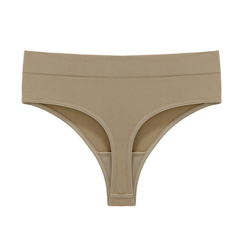 Plusock Soft Stretch Seamless Thong Panties(5 Packs) - Khaki - 3XL - image 21