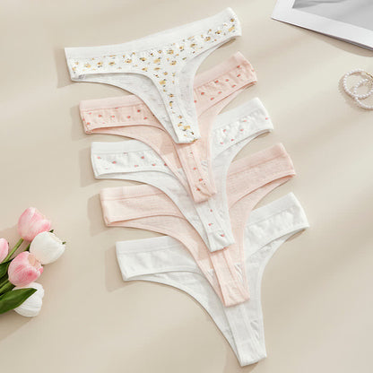 Plusock Soft Ribbed Bow Thong Panties(5 Packs) - Multicolor - XL - image 12