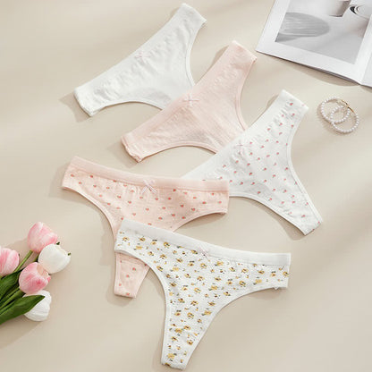 Plusock Soft Ribbed Bow Thong Panties(5 Packs) - image 11