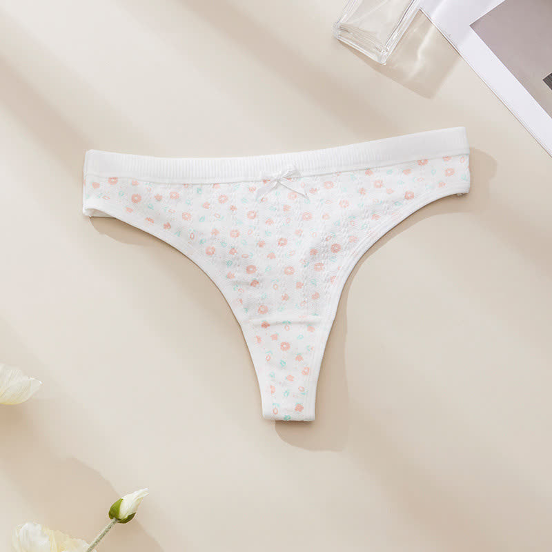 Plusock Sweet Floral Low Rise Thong Panties(5 Packs) - Flower - XL - image 5