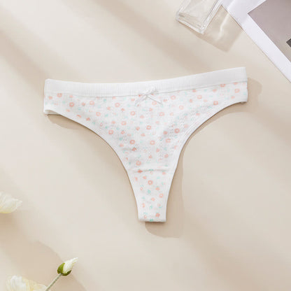 Plusock Sweet Floral Low Rise Thong Panties(5 Packs) - Flower - XL - image 5