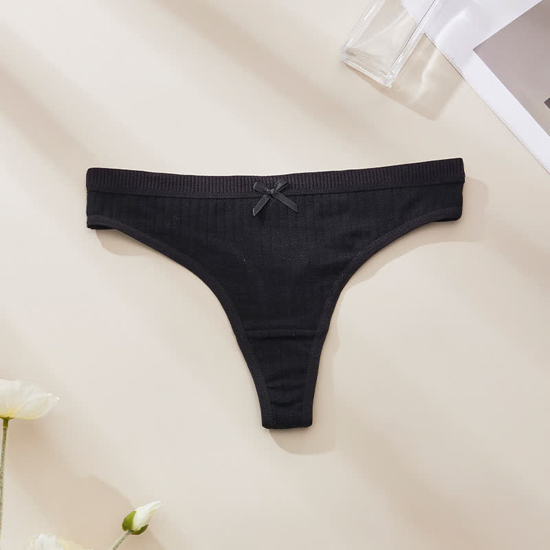 Plusock Sweet Floral Low Rise Thong Panties(5 Packs) - Black - XL - image 8