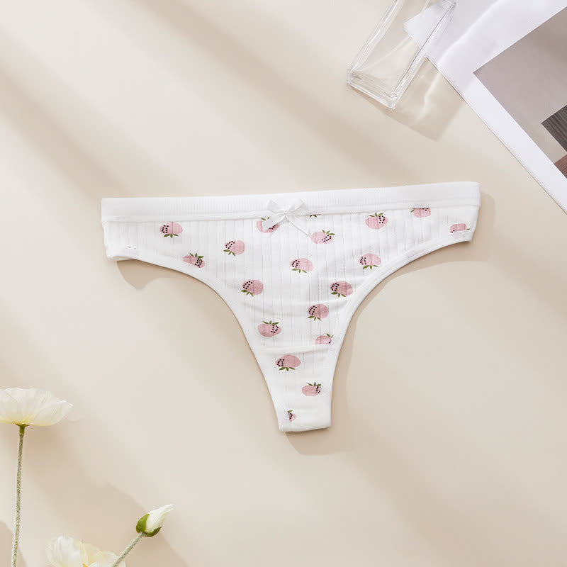 Plusock Sweet Floral Low Rise Thong Panties(5 Packs) - White - XL - image 7