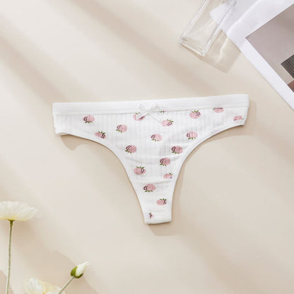 Plusock Sweet Floral Low Rise Thong Panties(5 Packs) - White - XL - image 7
