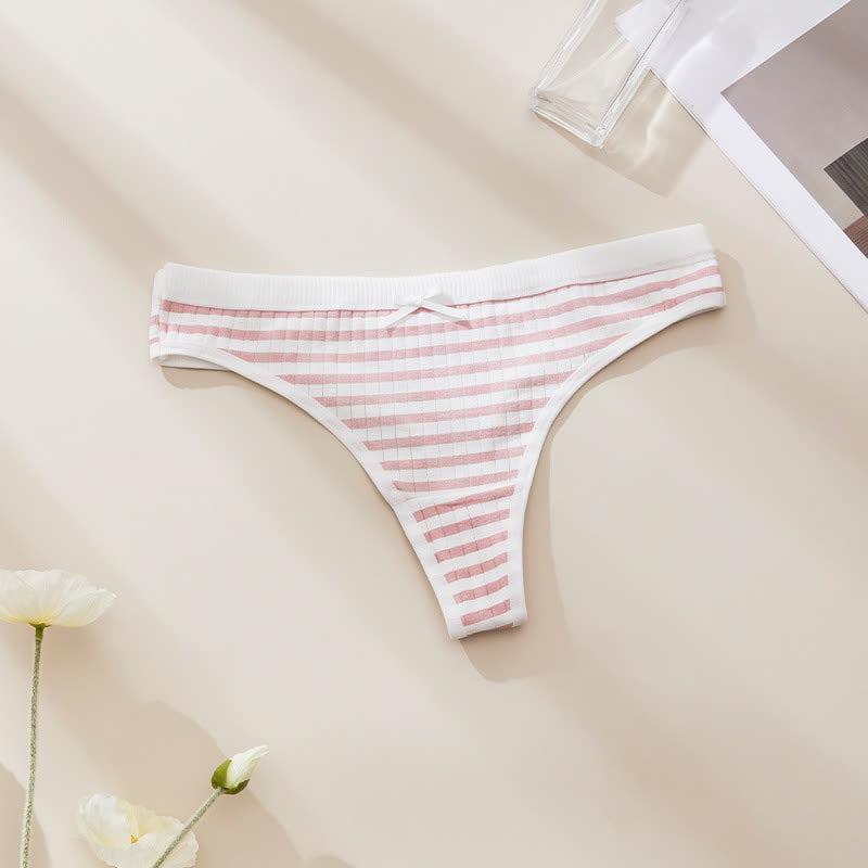 Plusock Sweet Floral Low Rise Thong Panties(5 Packs) - Stripe - XL - image 6
