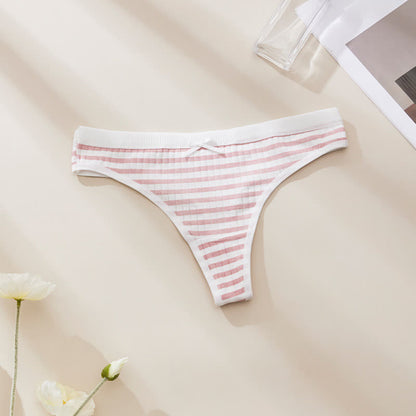 Plusock Sweet Floral Low Rise Thong Panties(5 Packs) - Stripe - XL - image 6