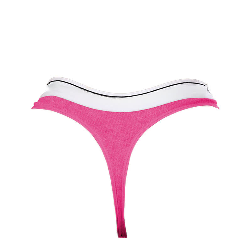Plusock Low Rise Contrast Trim Thong(5 Packs) - Rose - XL - image 13