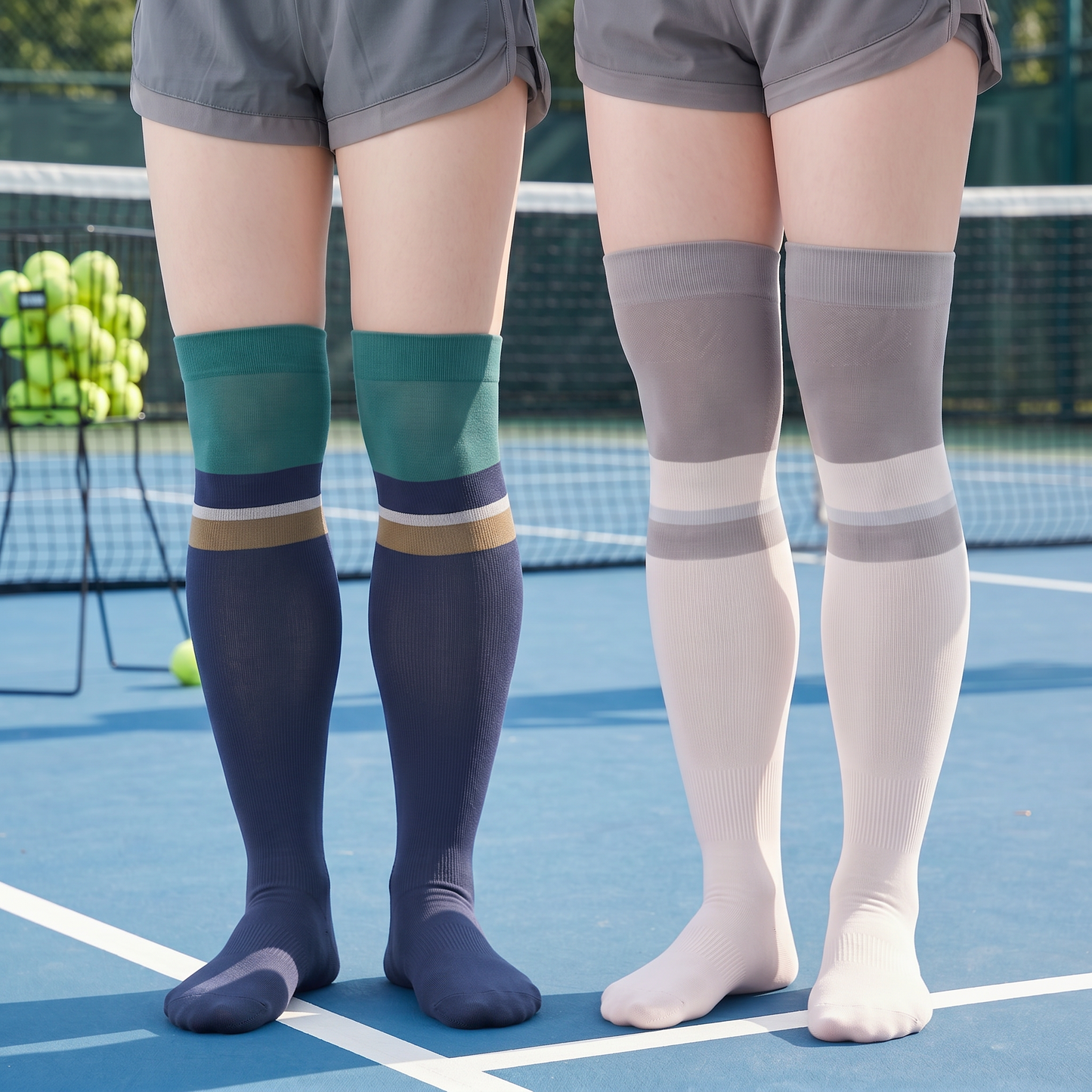 Plusock Colorblock Athletic Compression Socks(2 Pairs) - Blue+White - EU36-40(US3-7) - image 1