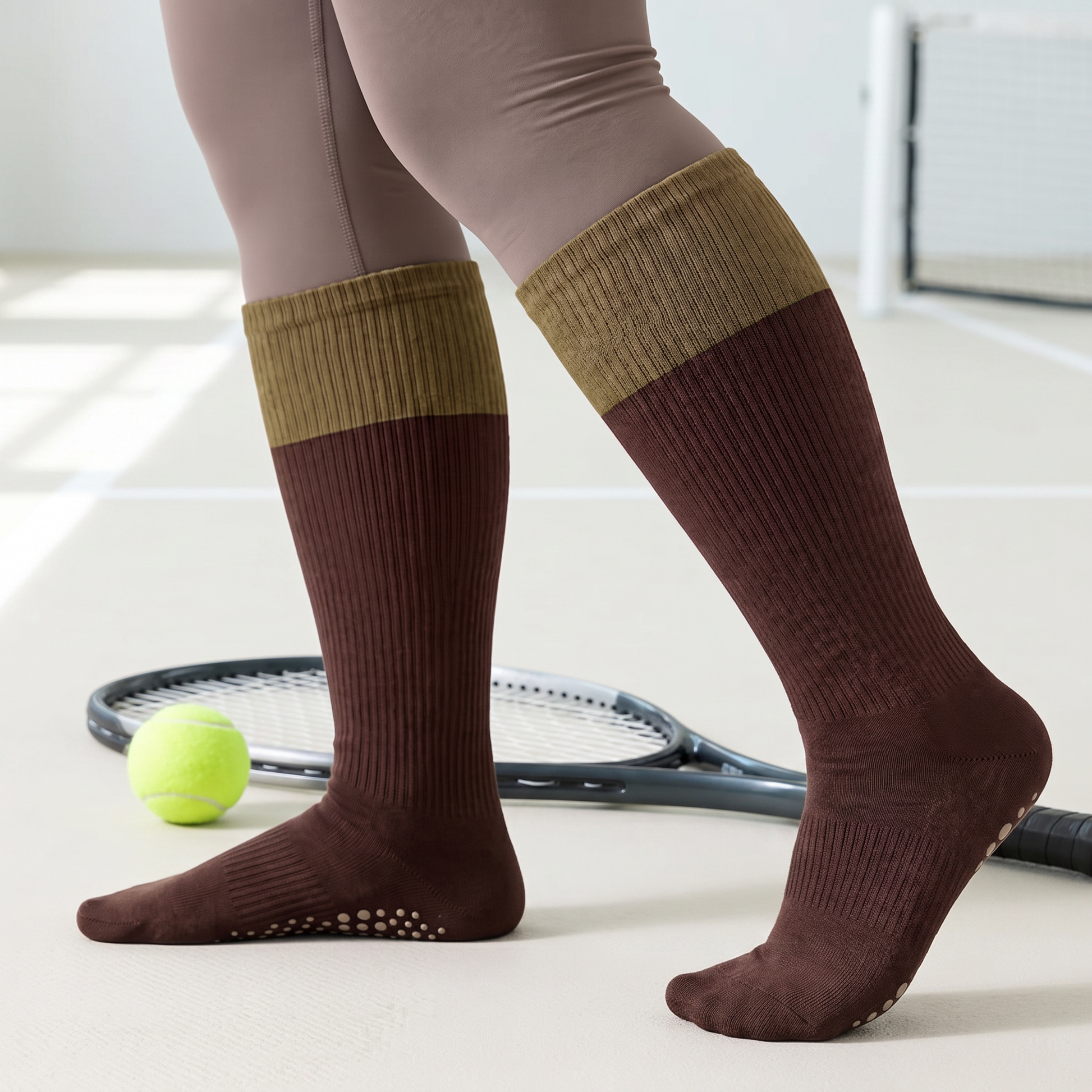 Plusock Colorblock Crew Alignment Socks(2 Pairs) - Brown - EU35-39(US2-6) - image 2