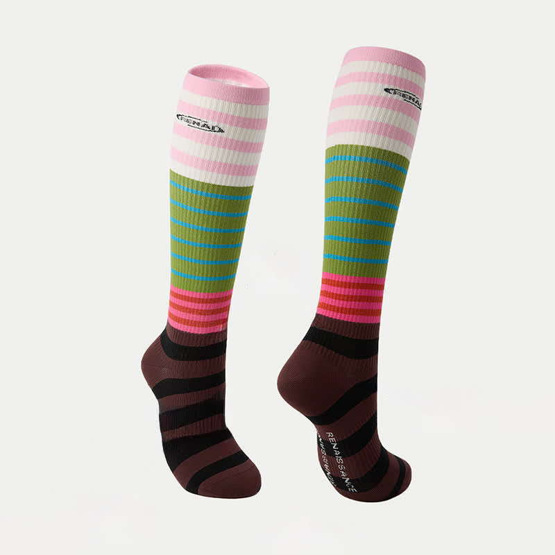 Plusock Colorblock Stripe Compression Socks(2 Pairs) - A - EU35-39(US2-6) - image 8