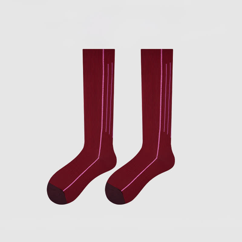 Plusock Burgundy Ribbed Compression Socks(2 Pairs) - image 10