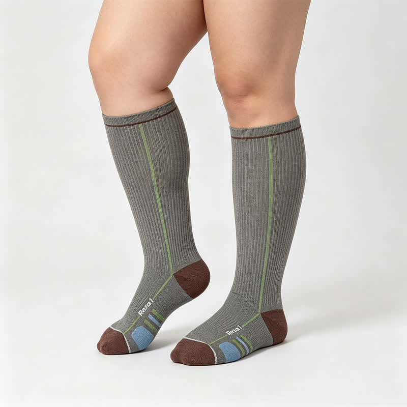 Plusock Burgundy Ribbed Compression Socks(2 Pairs) - Gray - EU35-39(US2-6) - image 5