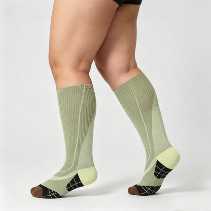 Plusock Burgundy Ribbed Compression Socks(2 Pairs) - Green - EU35-39(US2-6) - image 4