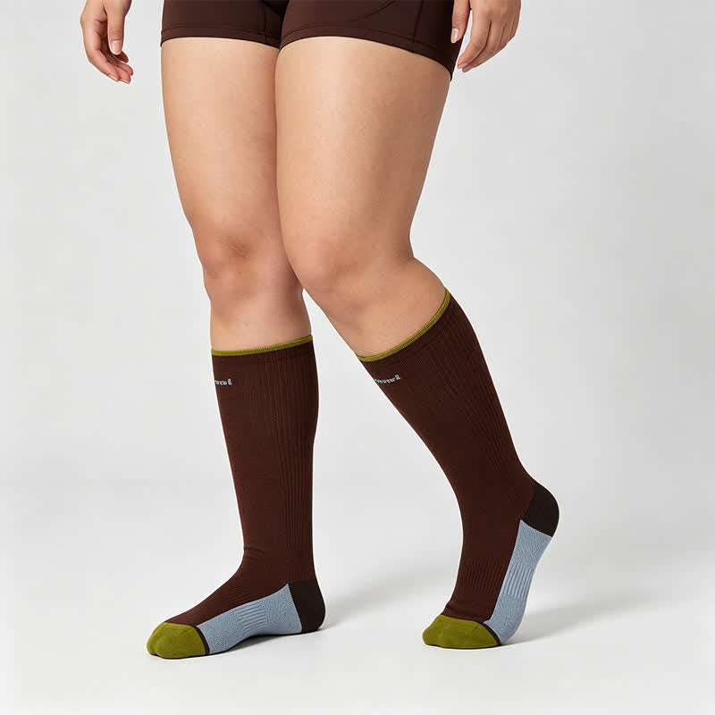 Plusock Burgundy Ribbed Compression Socks(2 Pairs) - Brown - EU35-39(US2-6) - image 3