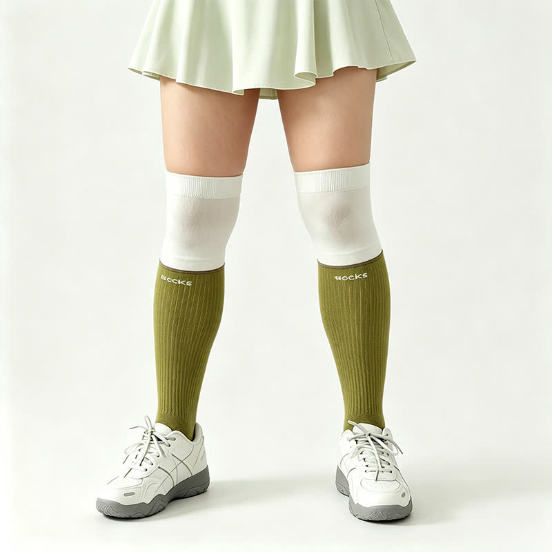 Plusock Plus Size Colorblock Ribbed Thigh High Compression Socks - image 2