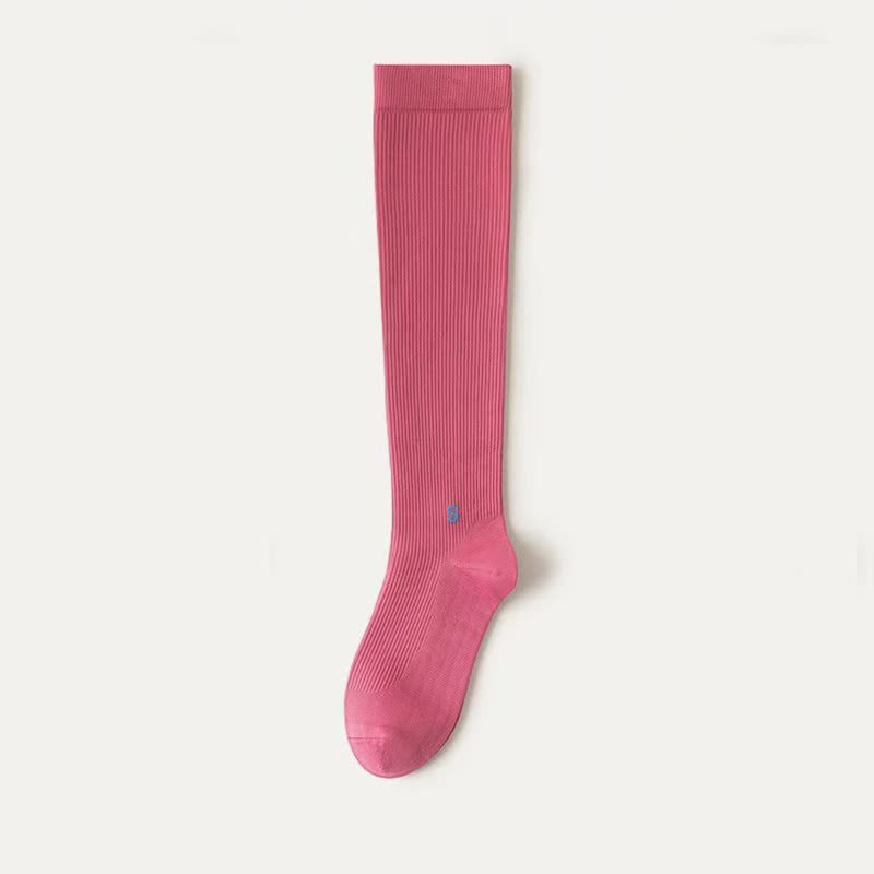 Plusock Plus Size White Ribbed Compression Socks(4 Pairs) - Rose - EU36-41(US3-7.5) - image 9