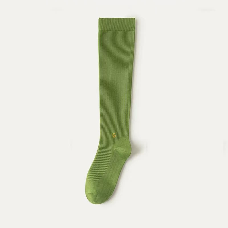 Plusock Plus Size White Ribbed Compression Socks(4 Pairs) - Green - EU36-41(US3-7.5) - image 8