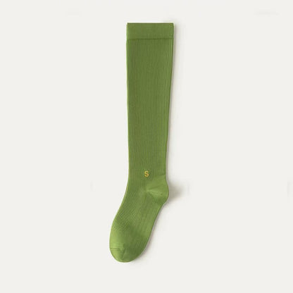Plusock Plus Size White Ribbed Compression Socks(4 Pairs) - Green - EU36-41(US3-7.5) - image 8