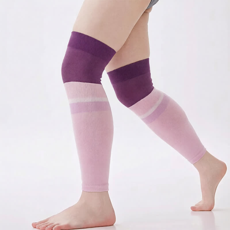 Plusock Striped Colorblock Thigh High Compression Sleeves(2 Pairs) - Pink - 3XL - image 2